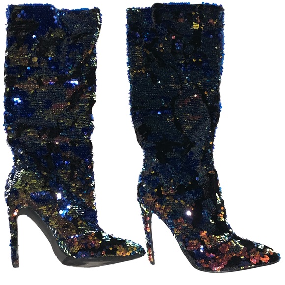 Shoes - Multi-colored sequin boots. They are super sharpe and super comfortable!